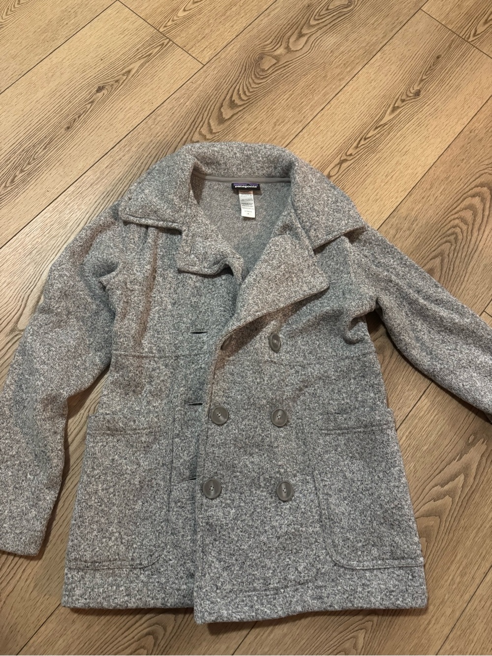 Women’s Gray Wool-Blend Double-Breasted Peacoat